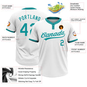 Custom White Teal Two-Button Unisex Softball Jersey