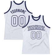 Custom White White-Navy Authentic Throwback Basketball Jersey