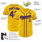 Custom Yellow Purple-Black Authentic Baseball Jersey