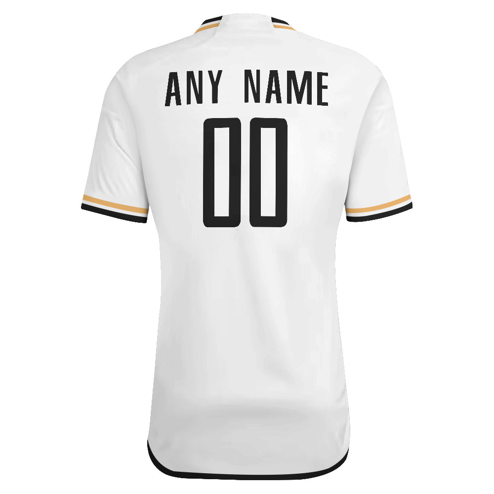 Custom White Black Yellow Real Madrid 2023-24 Home Authentic Soccer Jersey