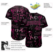 Benutzerdefinierte 3D Pink Ribbon Breast Cancer Awareness Month Frauen Gesundheitsunterstützung Authentisches Baseball-Trikot