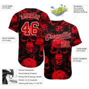 Camisa de beisebol autêntica com caveiras de Halloween com padrão 3D personalizado