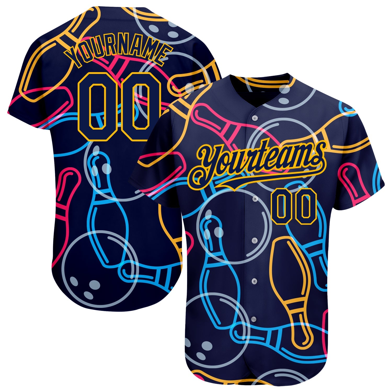 Marine personnalisé or 3D Pattern Design Bowling authentique maillots de baseball