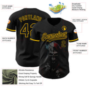 Custom Black Gold 3D Skull Fashion Authentic Baseball Jersey