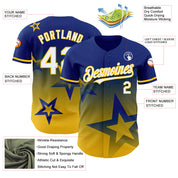 Custom Royal White-Yellow 3D Pattern Design Gradient Style Twinkle Star Authentic Baseball Jersey