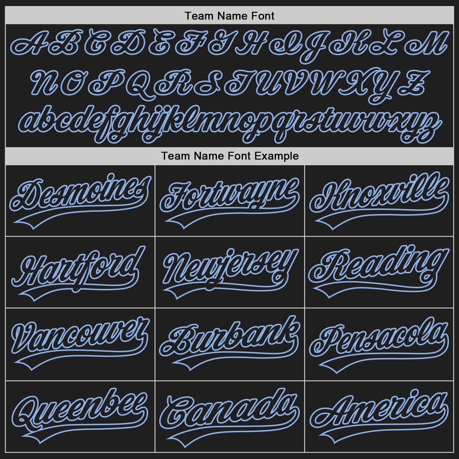 Benutzerdefiniertes schwarzes, schwarz-hellblaues, authentisches Baseball-Trikot
