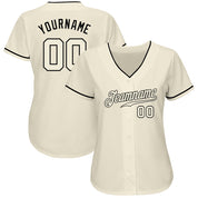 Camisa de beisebol autêntica creme creme-preta personalizada