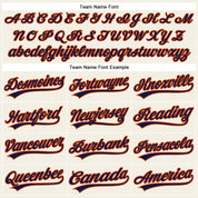 Maßgeschneidertes, authentisches Baseball-Trikot in Creme, Marineblau und Orange mit Nadelstreifen