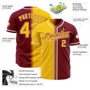 Benutzerdefiniertes, authentisches, modisches Baseball-Trikot in Karmesingelb und Weiß mit Farbverlauf