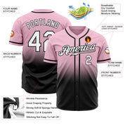 Custom Light Pink White-Black Authentic Fade Fashion Baseball Jersey