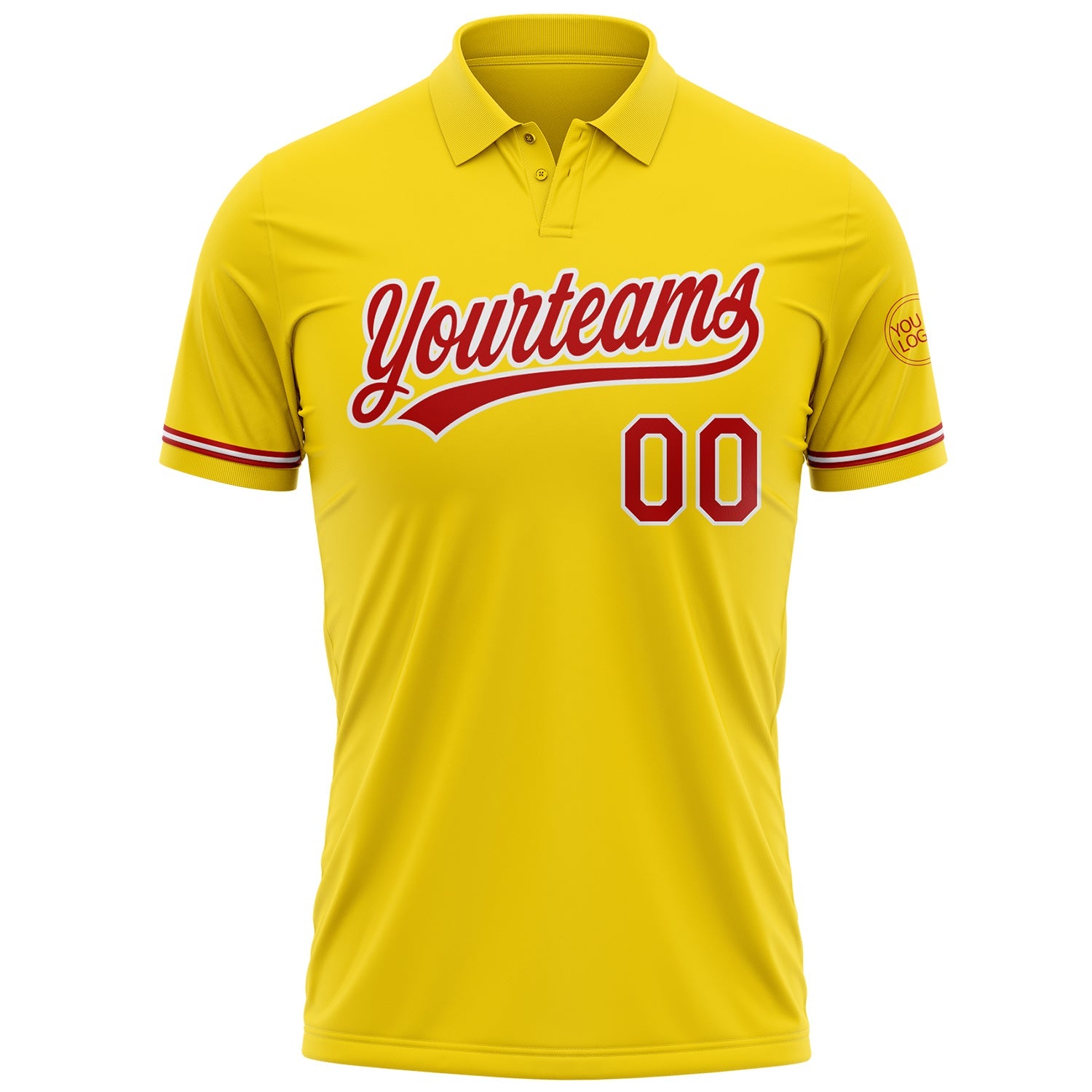 Kundenspezifisches gelb-rot-weißes Performance-Vapor-Golf-Poloshirt