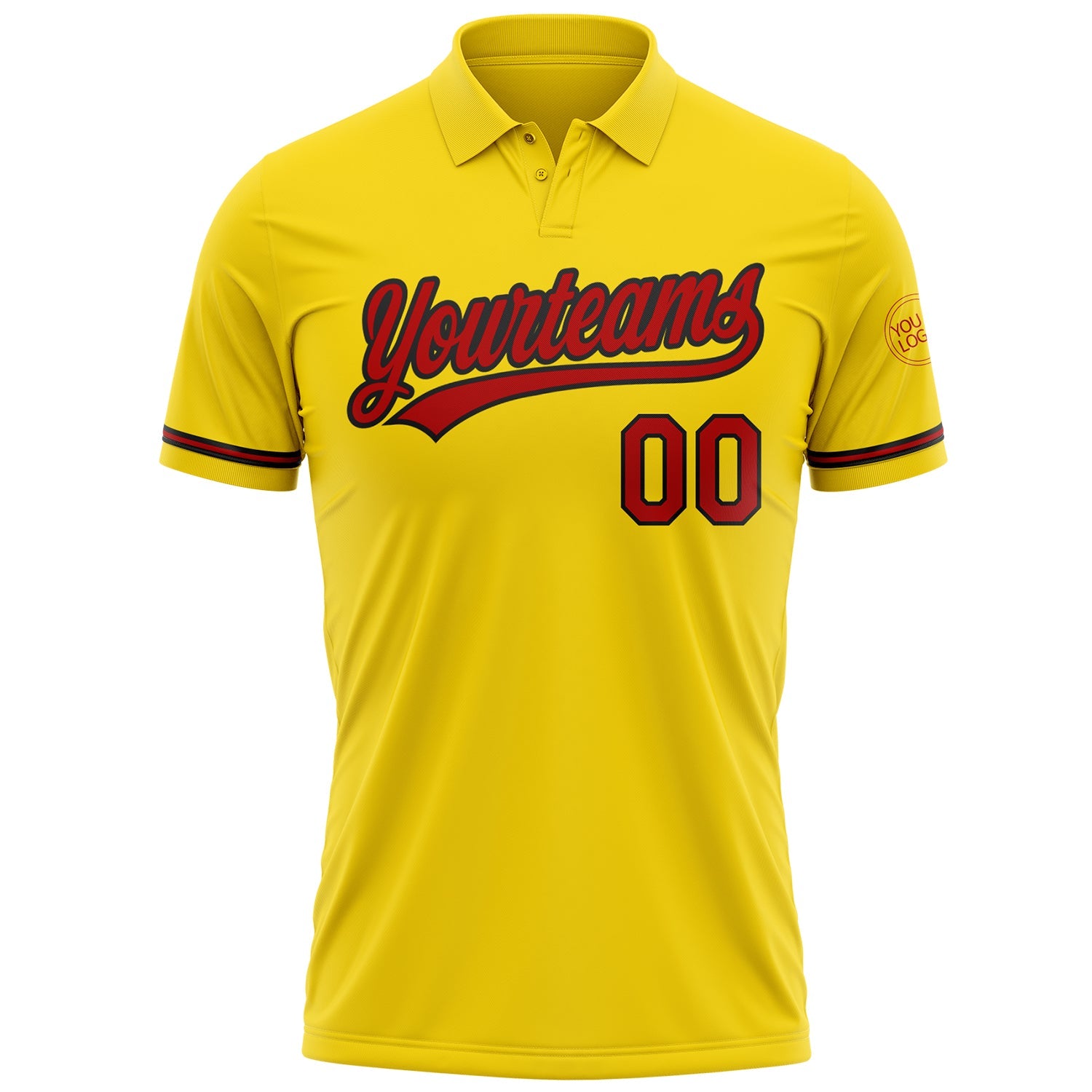 Camisa pólo de golfe Vapor de desempenho amarelo vermelho-preto personalizado