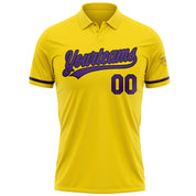 Camisa pólo de golfe Vapor de desempenho amarelo roxo-preto personalizado