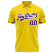 Camisa pólo de golfe Vapor de desempenho amarelo roxo-branco personalizado