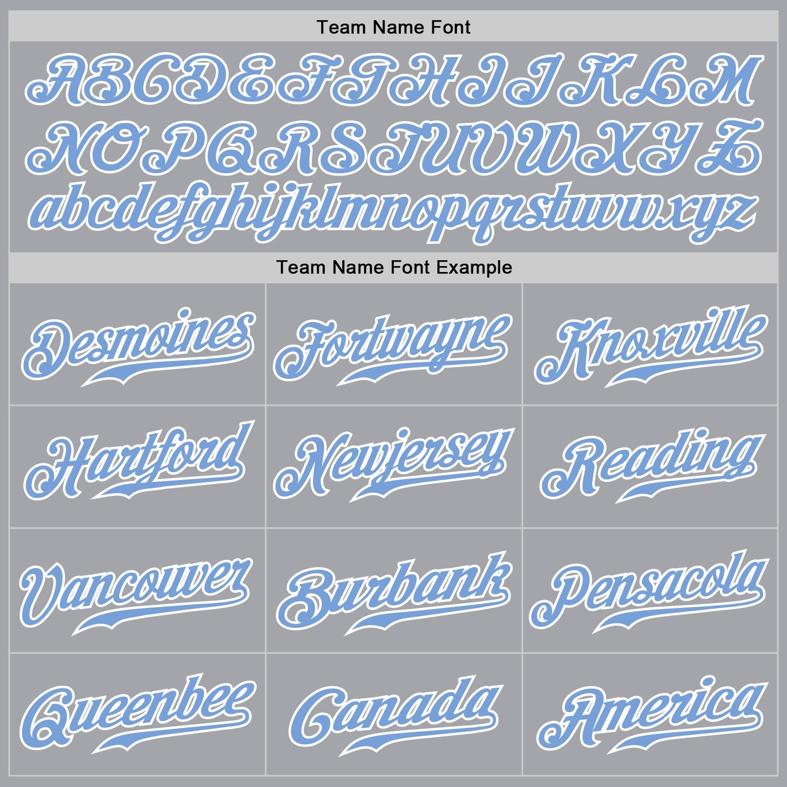 Maßgeschneidertes authentisches Baseball-Trikot mit grau-weißen Nadelstreifen und hellblau-weißen Streifen