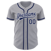 Camisa de beisebol autêntica cinza marinho e branca personalizada