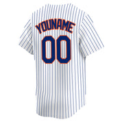 Custom Men's New York Team White Blue Stripe Home Replica Player Authentic Baseball Jersey