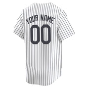 Custom Men's New York White Home Black Stripe Limited  Authentic Baseball Jersey