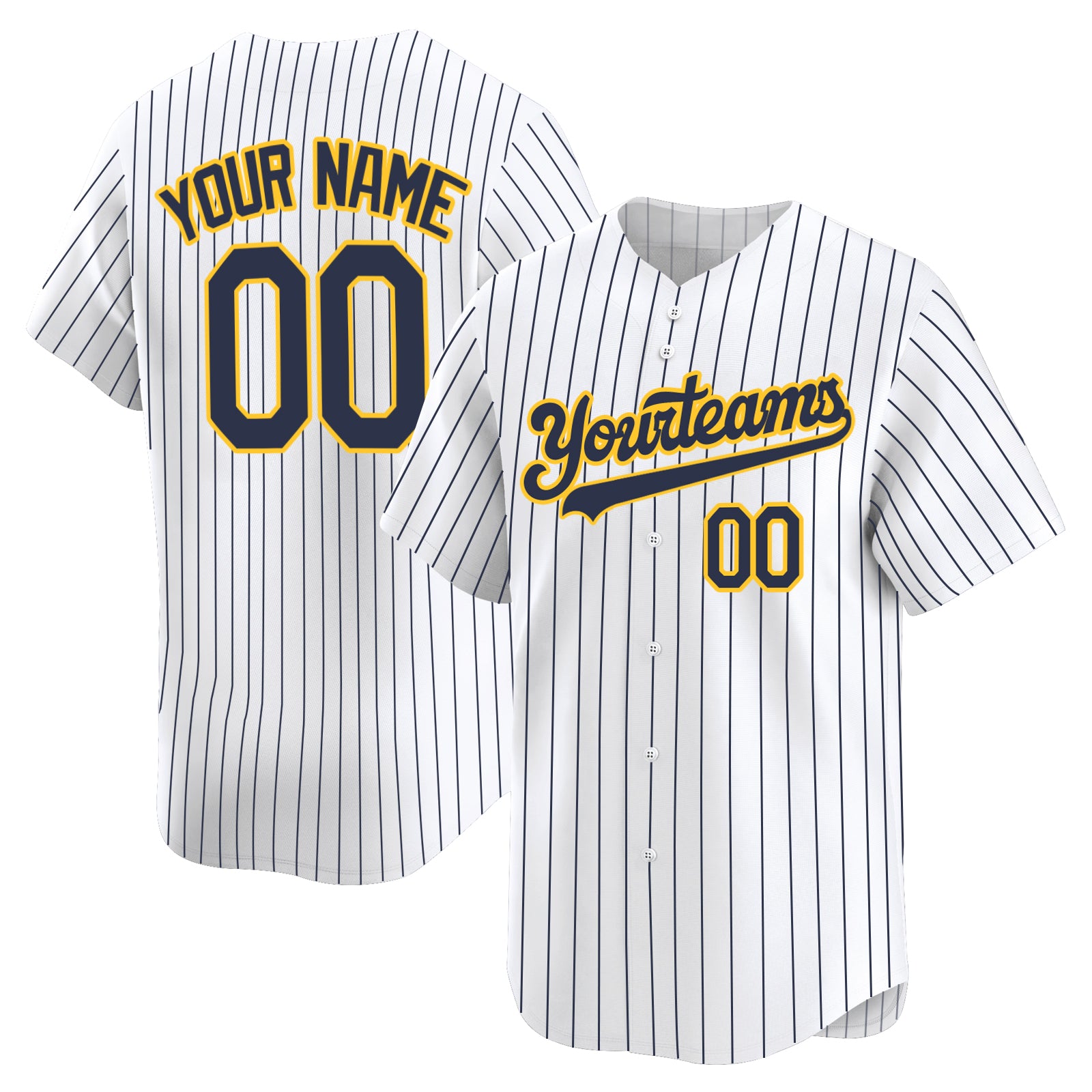 Custom Men's White-Yellow  Royal Stripe Alternate Limited Authentic Baseball Jersey