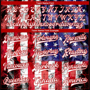 カスタム ホワイト ロイヤル レッド アメリカ国旗 ファッション 3D ボンバー フルスナップ バーシティ レターマン ジャケット