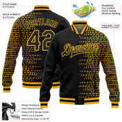 Custom Black Gold Halftone 3D Pattern Design Bomber Full-Snap Varsity Letterman Jacket
