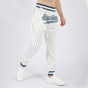 Pantalon de sport bleu marine à fines rayures blanc marine personnalisé