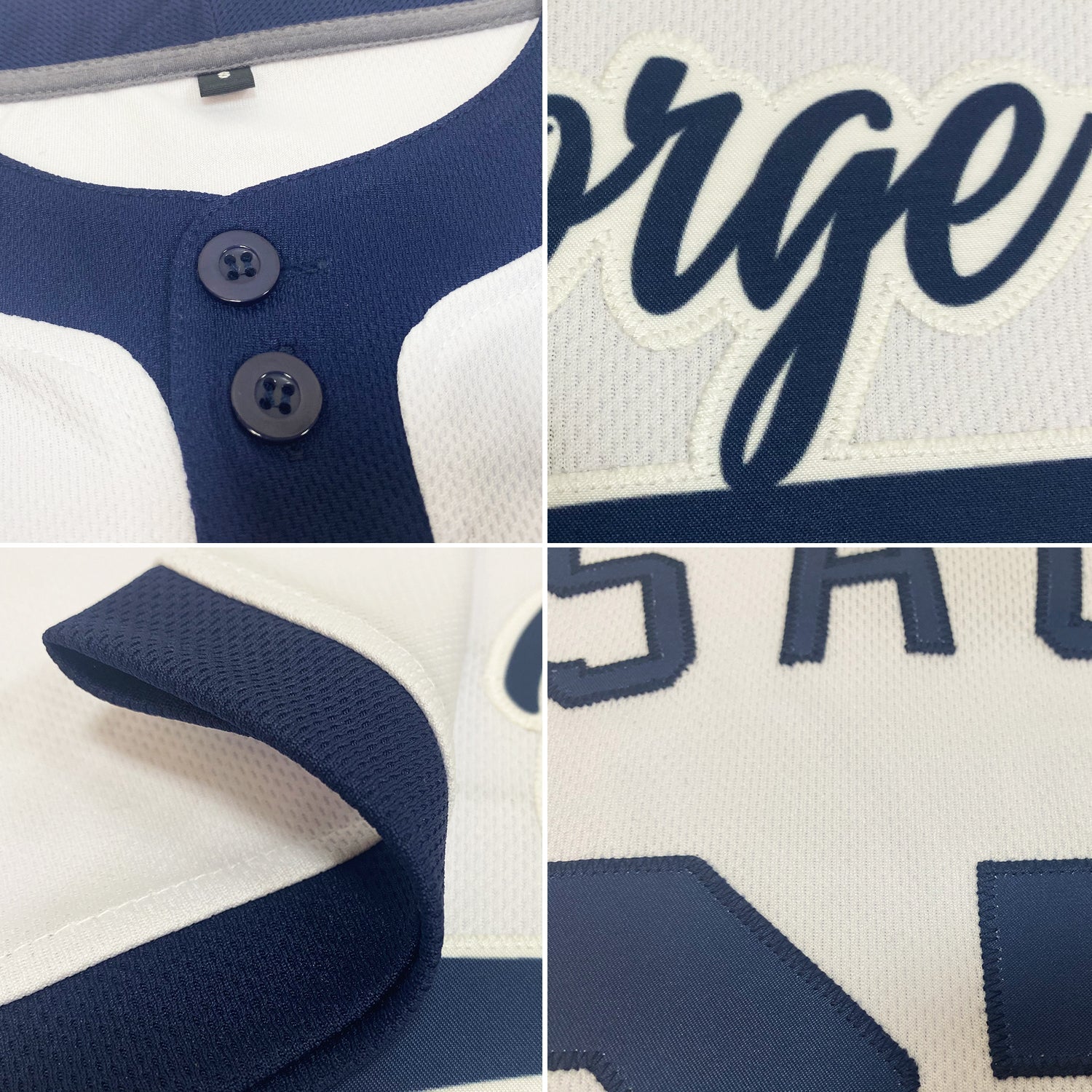 Custom White Navy Two-Button Unisex Softball Jersey
