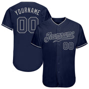 Camisa de beisebol autêntica cinza marinho personalizada