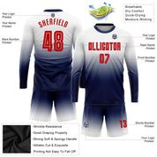 Benutzerdefinierte weiß rot-marine Sublimation Langarm Fade Fashion Fußball Uniform Jersey