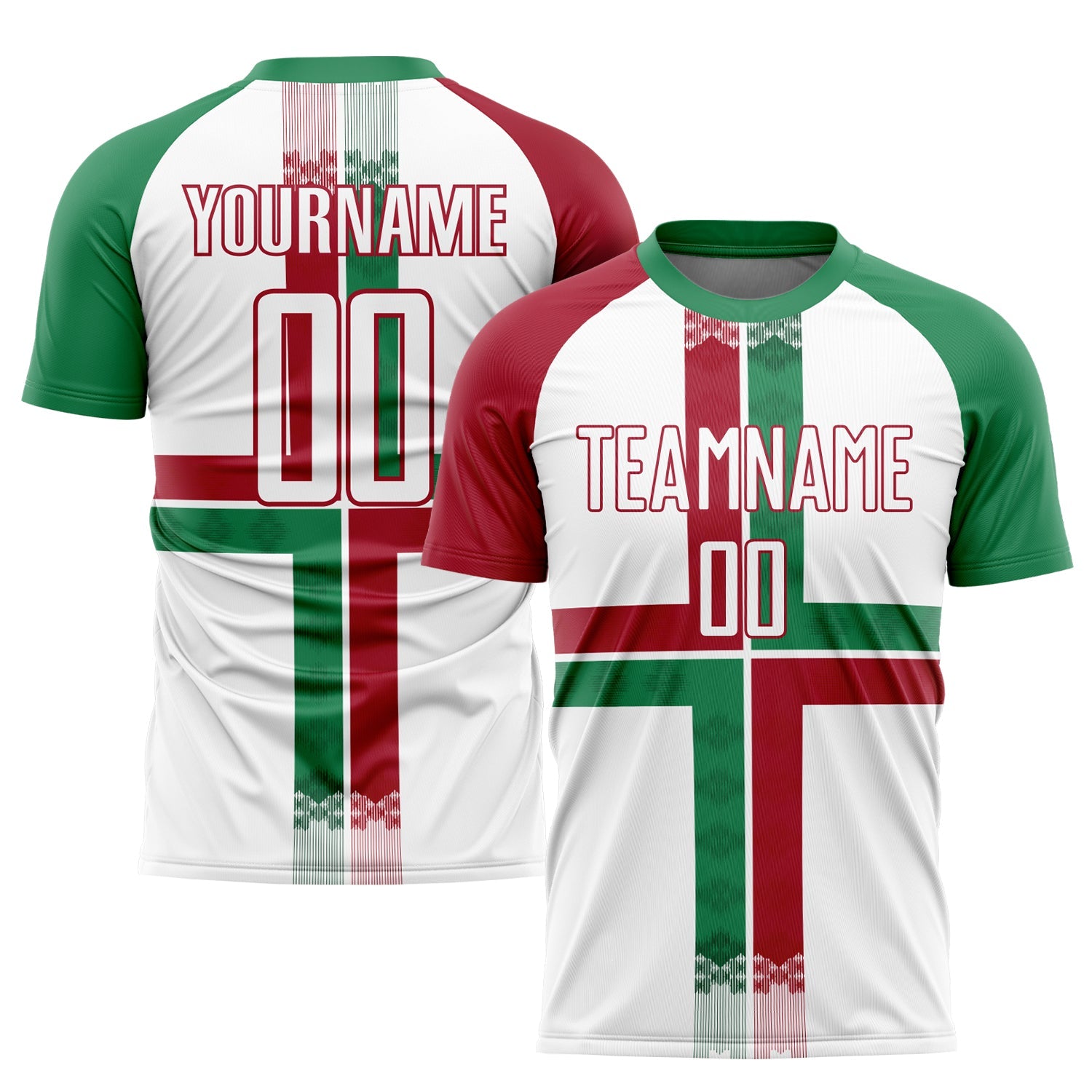 Benutzerdefinierte weiße Kelly Green-Crimson Sublimation Mexiko Fußballuniform-Trikot