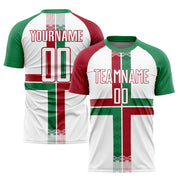 Benutzerdefinierte weiße Kelly Green-Crimson Sublimation Mexiko Fußballuniform-Trikot