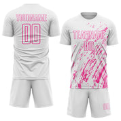 Maillots uniformes de football de sublimation rose blanche faite sur commande