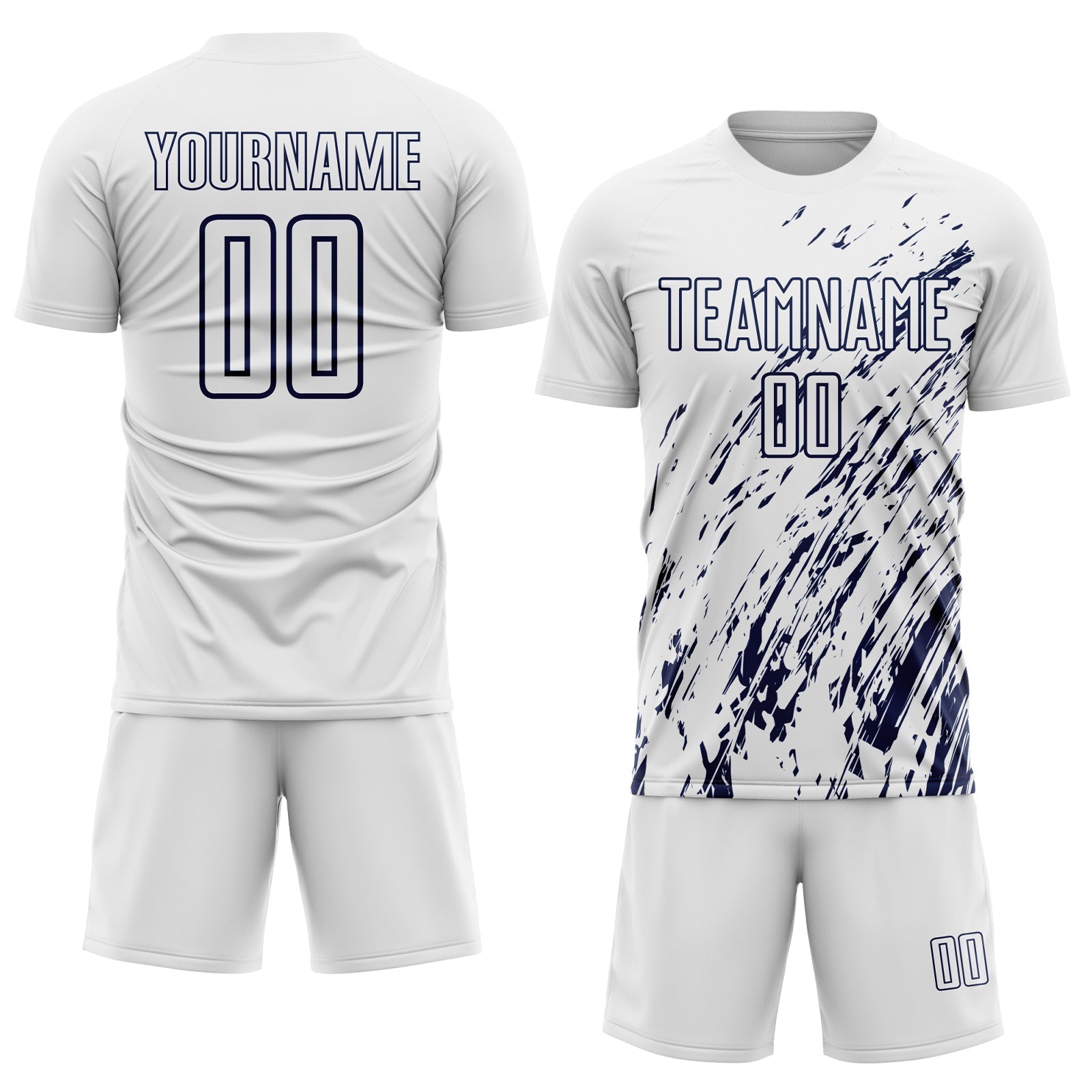 Maillots uniformes de football de sublimation marine blanche personnalisée