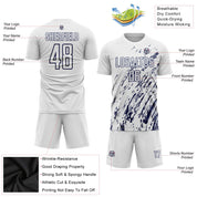 Maillots uniformes de football de sublimation marine blanche personnalisée