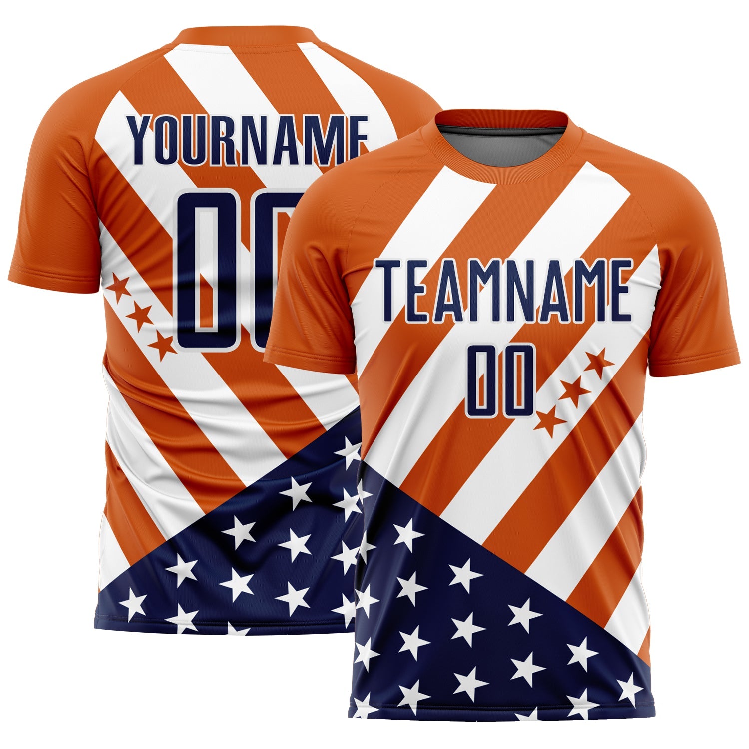 Benutzerdefinierte Bay Orange Marine-Weiß Vintage American Flag Sublimation Fußball Uniform Trikot
