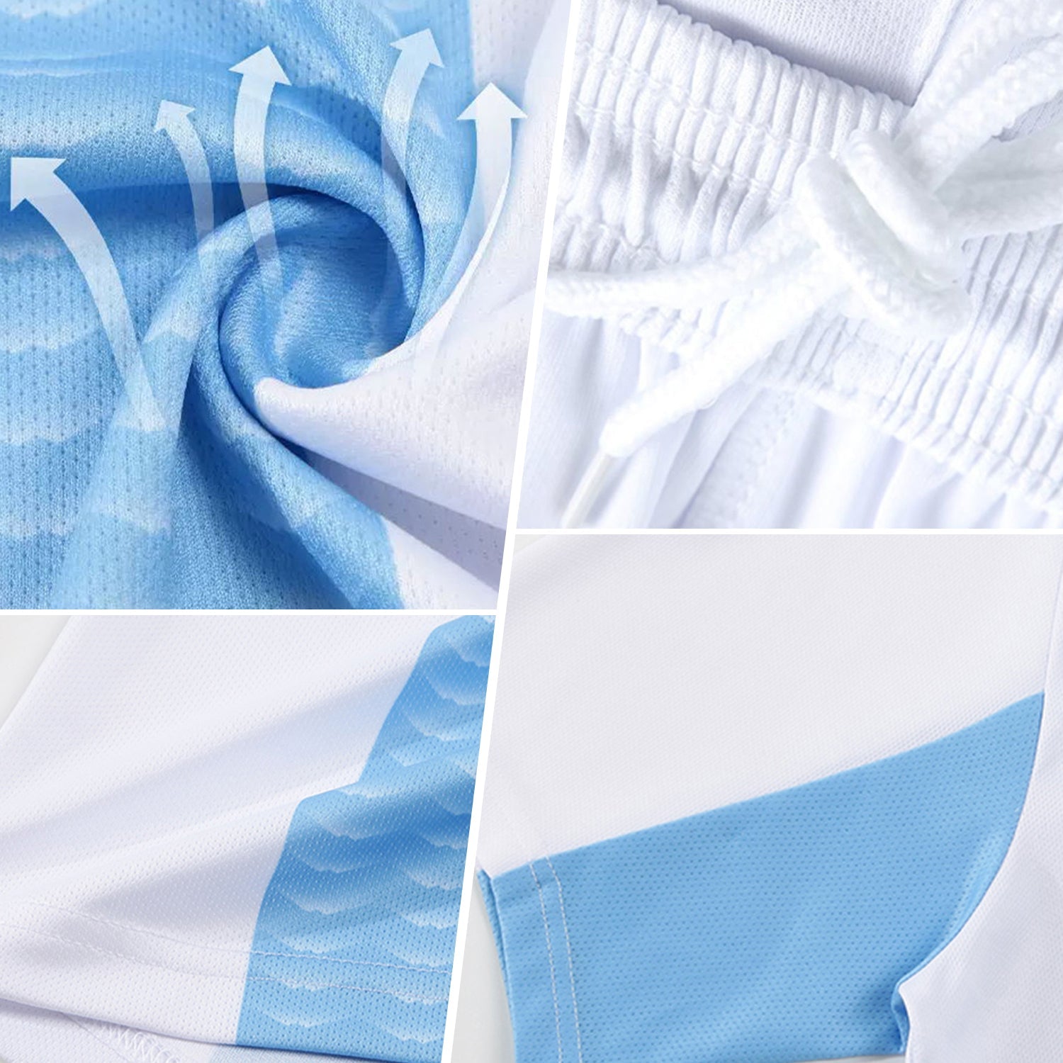 Custom Teal White Geometric Triangle Sublimation Soccer Uniform Jersey