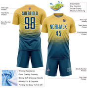 Custom Yellow US Navy Blue-White Geometric Triangle Sublimation Soccer Uniform Jersey