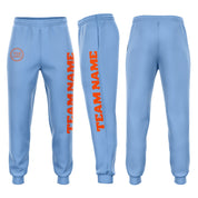 Calça de moletom jogger de lã azul claro laranja personalizada