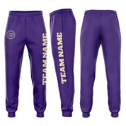 Custom Purple Cream Fleece Jogger Pantalones de chándal