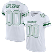 Camisa de futebol autêntica com malha branca prateada e verde personalizada