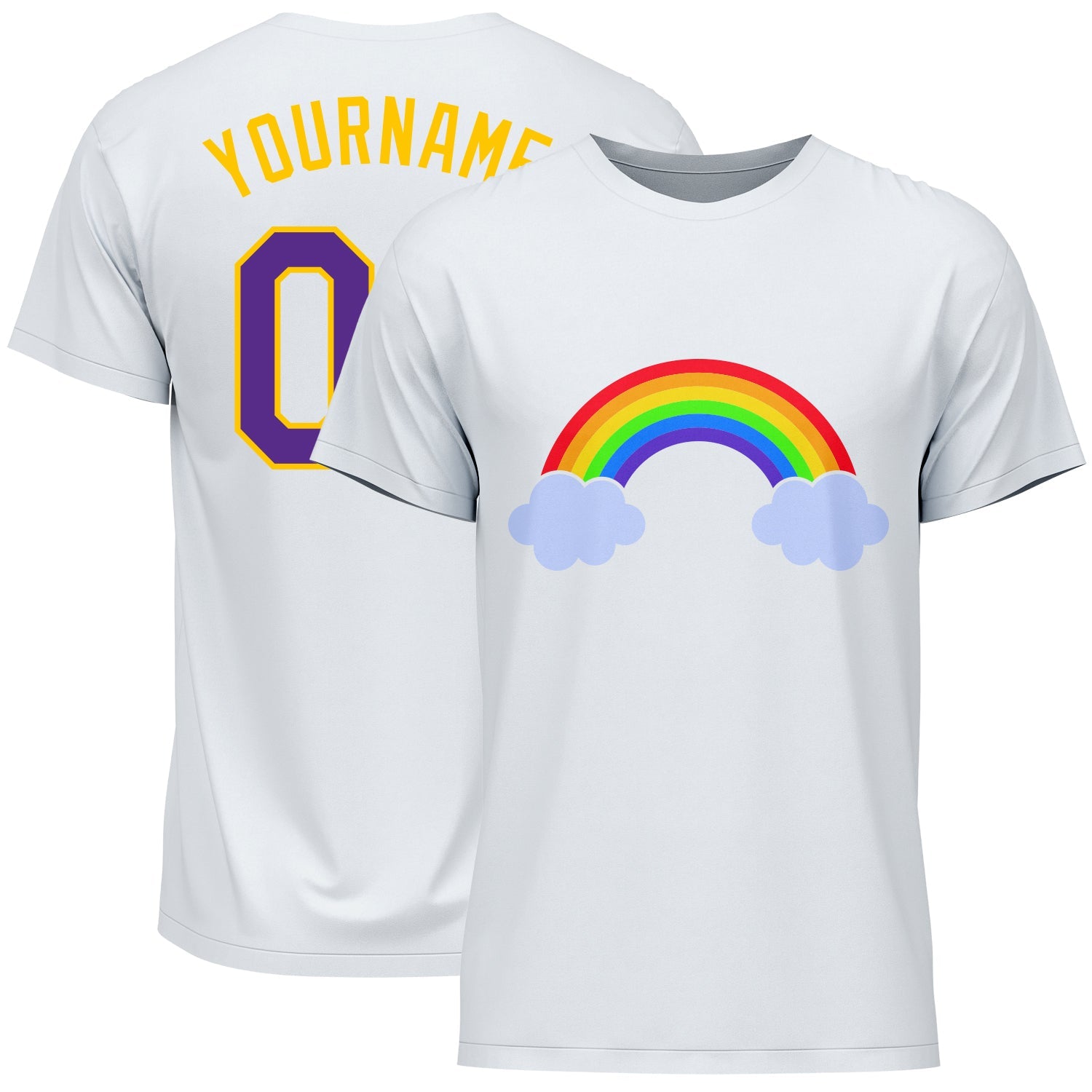 Camiseta de encargo del funcionamiento del arco iris del Púrpura-oro blanco para el orgullo LGBT