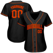 Camisa de beisebol autêntica laranja preta personalizada