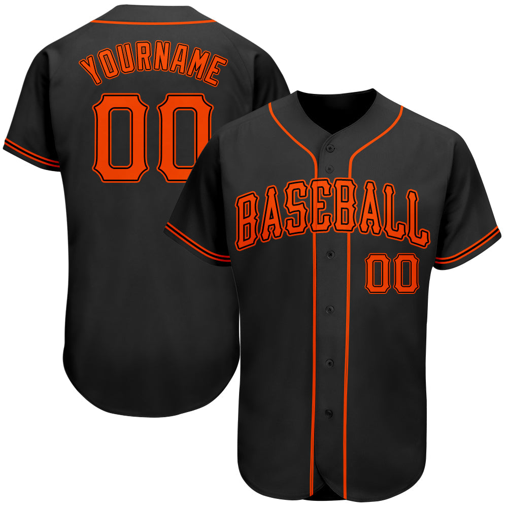 Maillot de baseball authentique orange noir personnalisé
