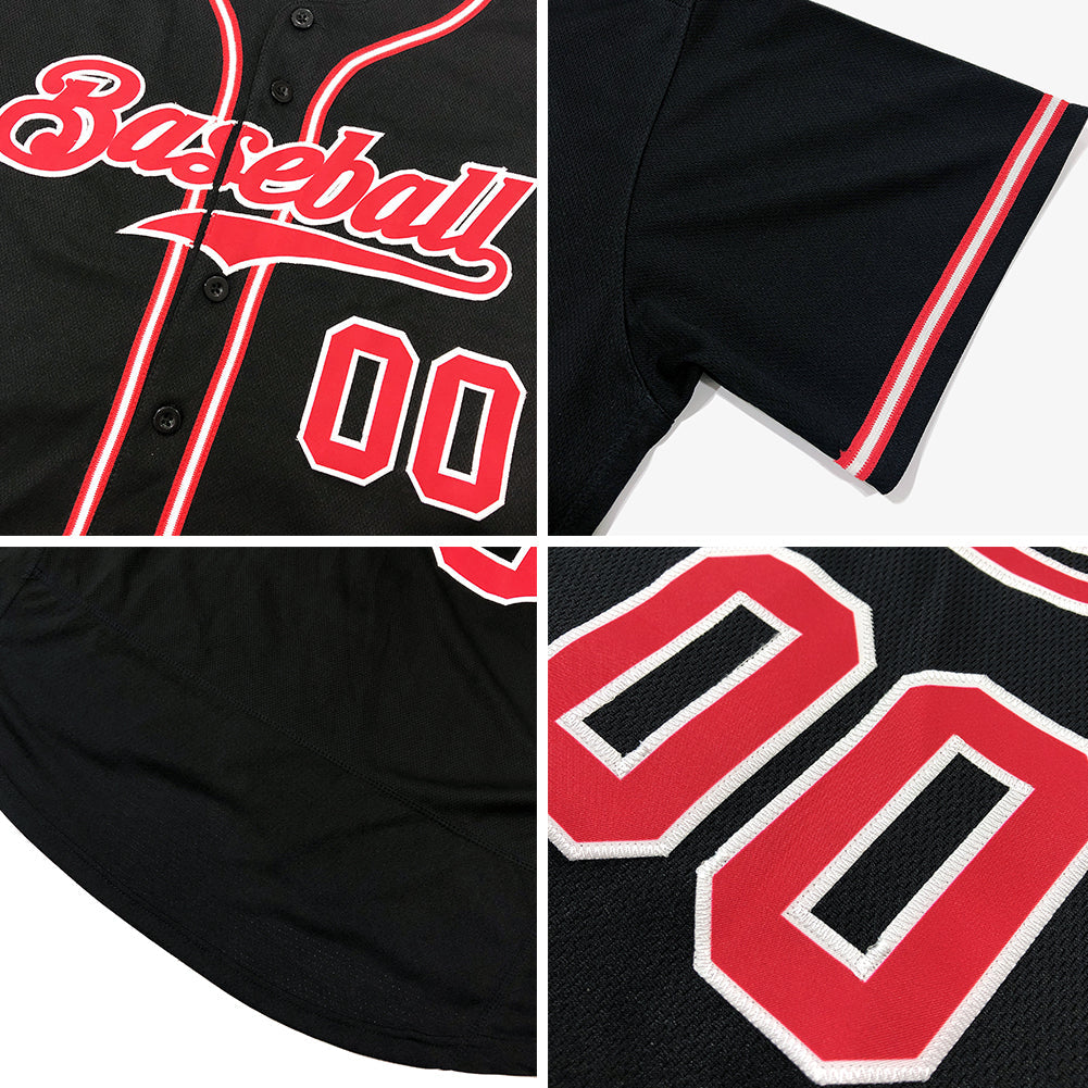 Camisa de beisebol autêntica preta, laranja e branca personalizada