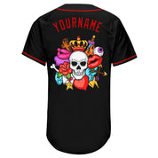 Custom Black White-Red Authentic Skull Fashion Baseball Jersey