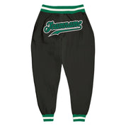 Custom Black Kelly Green-White Sports Pantalones