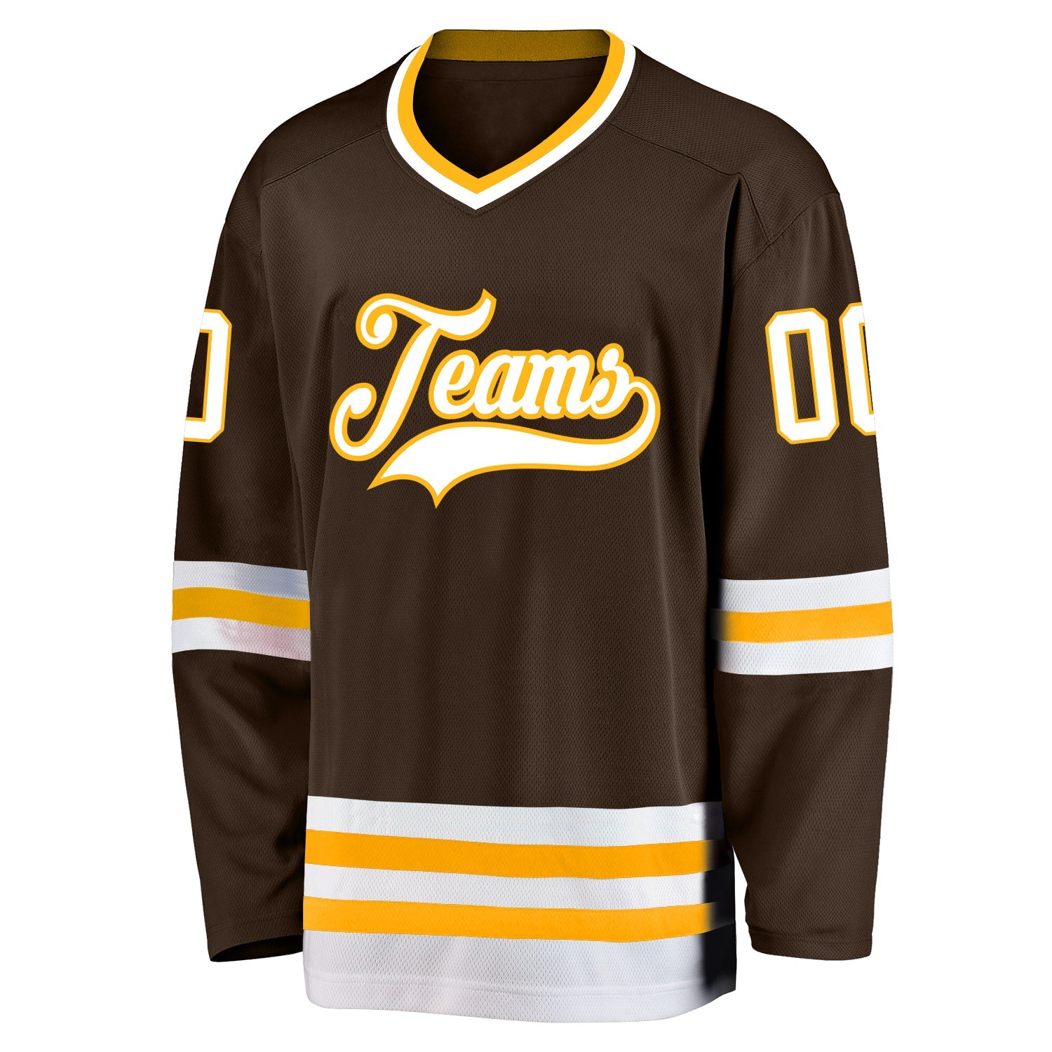 Jersey de hockey de oro blanco marrón personalizado