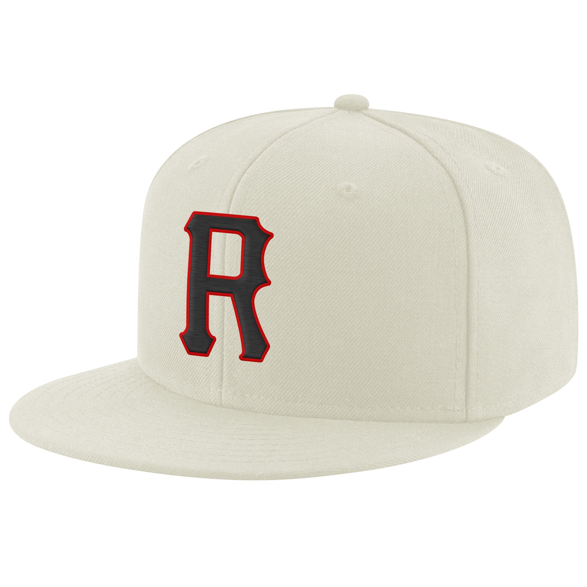 Crème personnalisé noir-rouge cousu réglable Snapback Hat