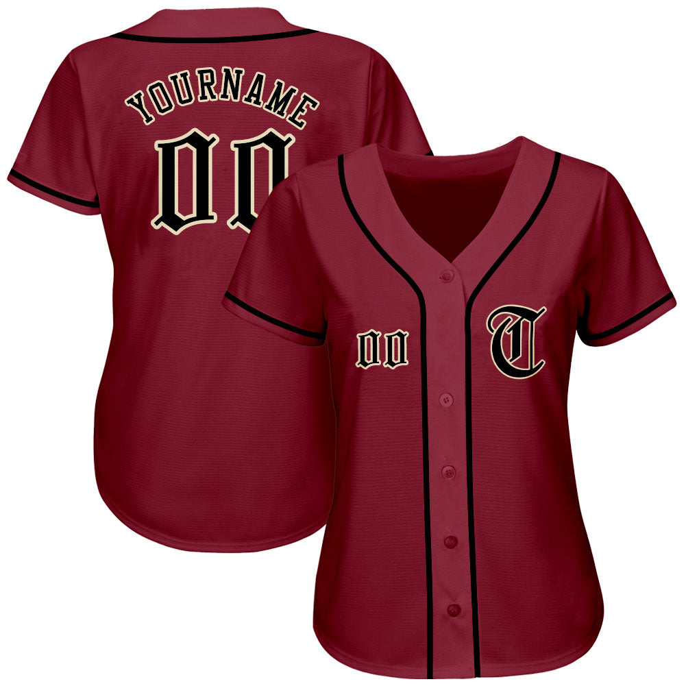 Camisa de beisebol autêntica personalizada Crimson Black-City Cream