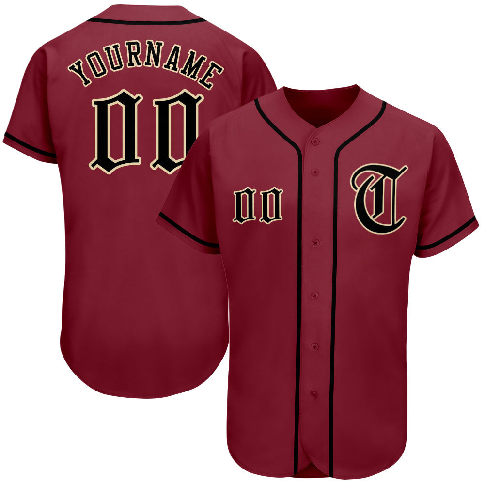 Camisa de beisebol autêntica personalizada Crimson Black-City Cream
